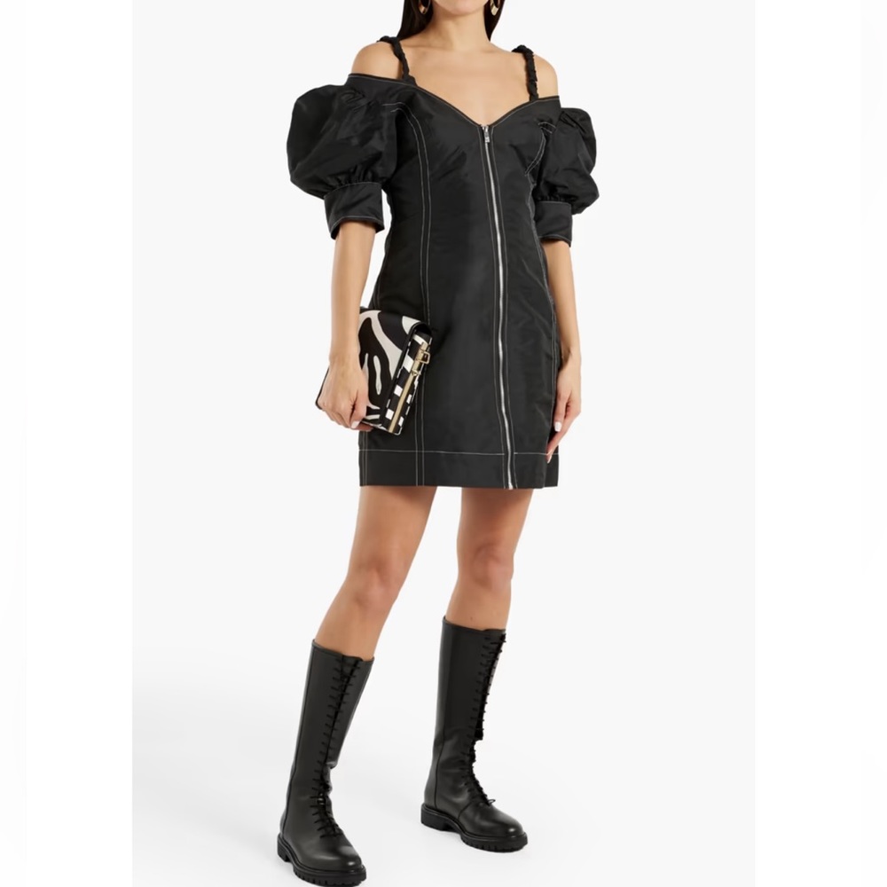 GANNI Cold-shoulder shell mini dress size 42